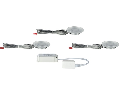 Kit de spots encastrables avec trois lampes, transformateur et câble d''alimentation