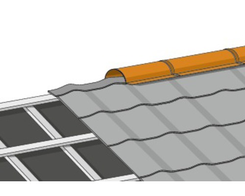 Bande faîtière PRECIT semi-circulaire rouge oxyde RAL 3009 2000x114x280 mm Bande faîtière PRECIT semi-circulaire rouge oxyde RAL 3009 2000x114x280 mm