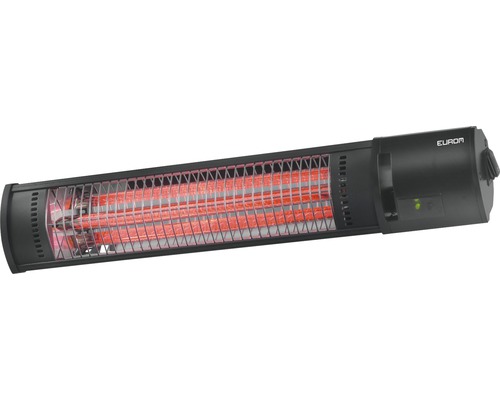 Elektrischer Heizstrahler zur Wandmontage mit Heizwendel und Schutzgitter.