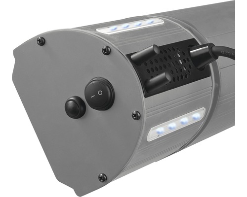 Vue détaillée d''une lampe LED avec interrupteurs et câble de raccordement