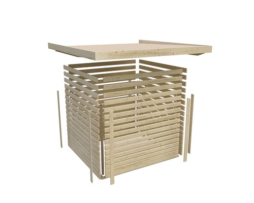 Kit de maison de jardin en bois avec murs à lamelles et toit