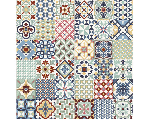 Motif de carreaux avec des motifs géométriques et floraux