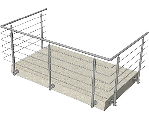 Geländer mit Edelstahlseilen auf einem Betonuntergrund