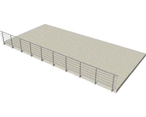 Vue d''un garde-corps de balcon en acier inoxydable sur un balcon en béton