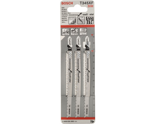 Lames de scie sauteuse Bosch T345XF, lot de trois lames