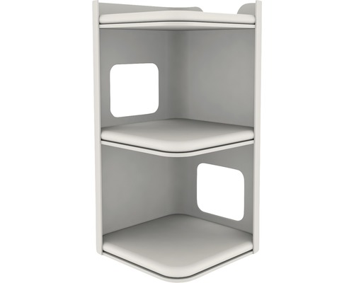 Étagère d''angle avec deux étagères et ouvertures