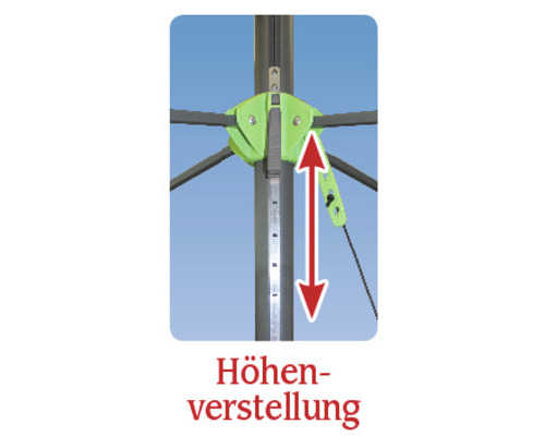 Höhenverstellung eines Sonnenschirms im Detail