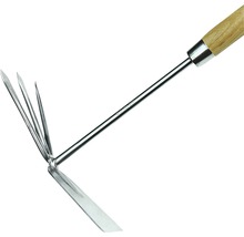 Griffe de jardin avec manche en bois et dents en acier