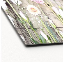 Dekorative Blumen auf Holz Acrylglasbild