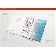 Glasbild mit Strandmotiv, inklusive Wandhalterung
