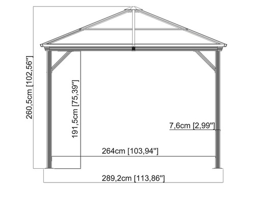 Schéma technique d''un pavillon avec dimensions