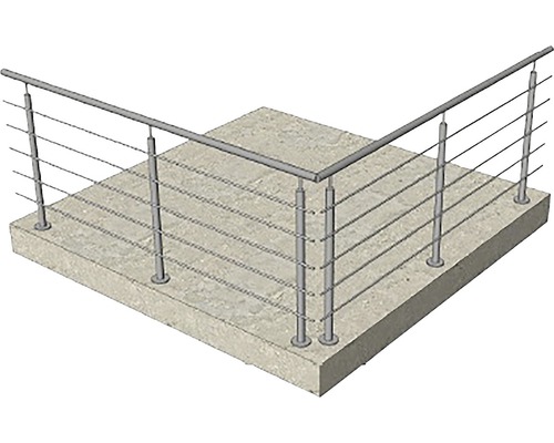 Garde-corps avec câbles en acier inoxydable sur support en béton