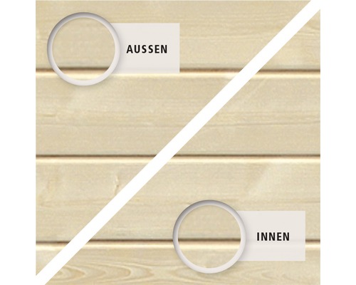 Aussen- und Innenansicht von Holzpaneelen