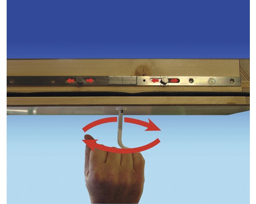 Utilisation d''une fenêtre de toit avec une poignée et un mécanisme coulissant