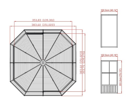 Schéma technique d''un pavillon avec dimensions