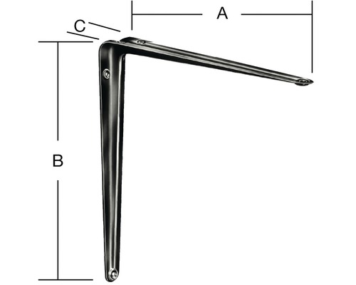 Console d''angle avec les dimensions A, B et C