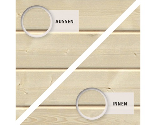 Vue intérieure et extérieure d''un revêtement en bois