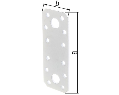 Connecteur métallique avec trous et indications de dimensions