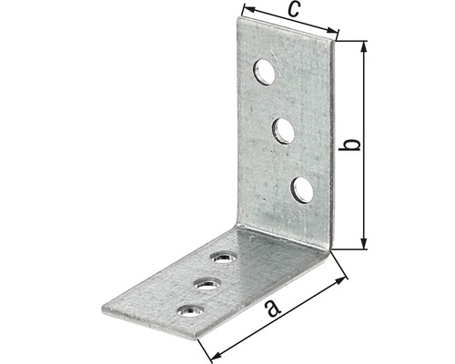 Equerre d''angle en métal avec trous et indications de taille