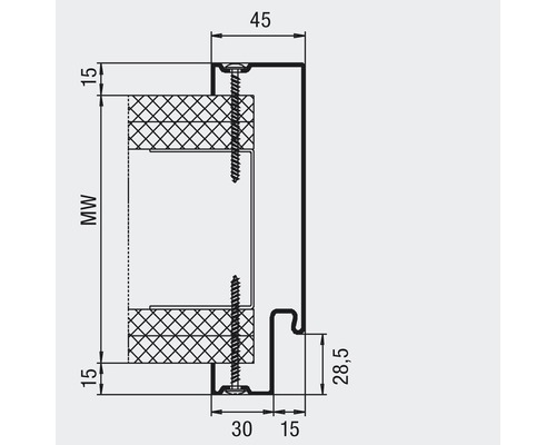 Dessin technique d''un profilé mural avec indications de dimensions.
