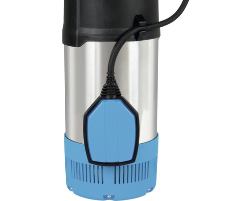 Vue détaillée d''une pompe submersible en acier inoxydable avec interrupteur à flotteur