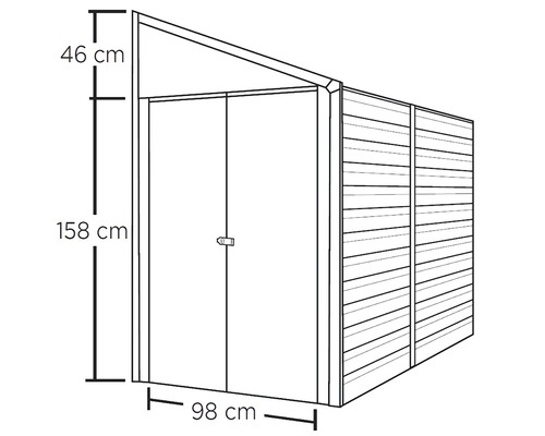 Dessin technique d''un abri de jardin avec dimensions