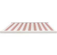 SOLUNA Kassettenmarkise Exquisit 5,5x3,5 Stoff Dessin 8783 Gestell RAL 9010 reinweiss Antrieb rechts inkl. Motor und Wandschalter