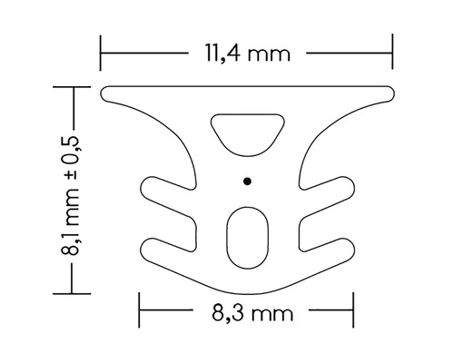 Technische Zeichnung eines Dichtungsprofils mit Maßangaben