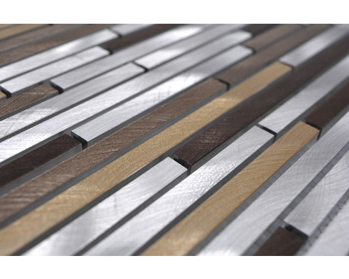 Carreau de mosaïque en métal et bois