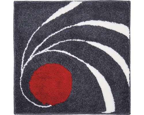 Quadratischer Teppich mit abstraktem Muster aus Kreis und geschwungenen Linien