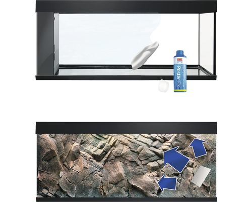 Aquarium avec film décoratif et accessoires de fixation