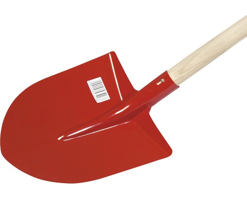 Bêche rouge avec manche en bois