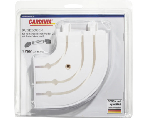 Gardinia Rundbogen für Vorhangschienen Modell GE mit Endstücken, weiss
