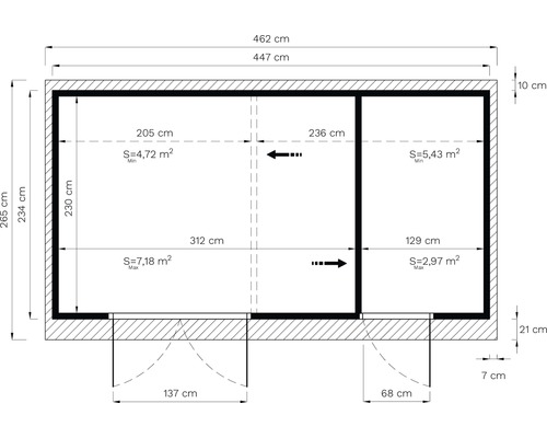 Plan d''une pièce avec dimensions