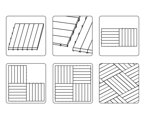Darstellung verschiedener Verlegemuster für Terrassendielen