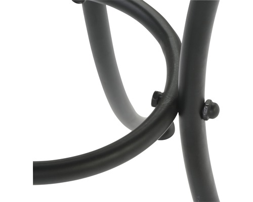 Detailaufnahme des Gestells eines Hockers aus Metall mit Schrauben