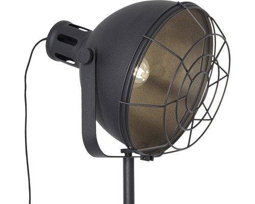 Lampadaire noir style projecteur avec grille de protection