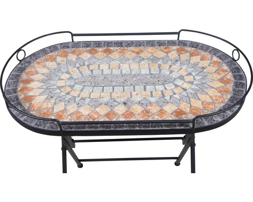 Ovaler Mosaiktisch mit Metallgestell