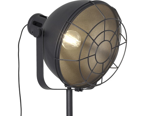 Lampadaire noir avec grille et ampoule