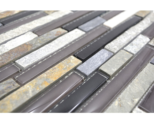 Mosaïque en verre et pierre naturelle