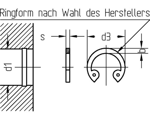 Schéma technique d''un anneau élastique avec les dimensions