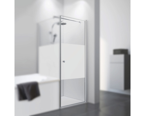 Paroi de douche en verre avec protection visuelle partiellement satinée dans la salle de bains