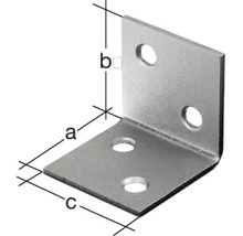 Winkelverbinder mit Löchern und Maßangaben a, b und c
