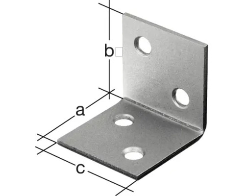 Équerre avec trous et indications de dimensions a, b et c