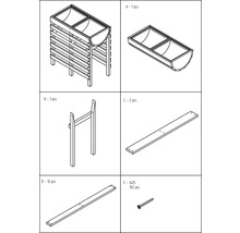 Illustration des pièces détachées pour un jardin d''herbes aromatiques sur pieds avec deux bacs à plantes.