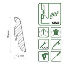 Sockelleiste Eiche weiss 19x58x2400 mm-thumb-3 Sockelleiste Eiche weiss 19x58x2400 mm-thumb-3