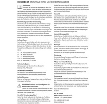 Montage- und Sicherheitshinweise für ein Hochbeet aus Holz und Pflanzfolie.