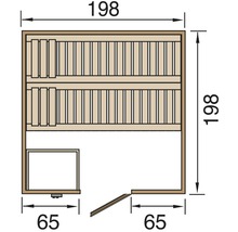 Plan d''une sauna avec les dimensions.