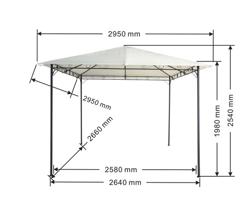 Image d''un pavillon avec des indications de mesure.