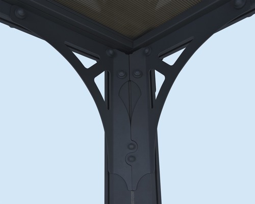 Vue détaillée d''un coin de pavillon avec des éléments porteurs